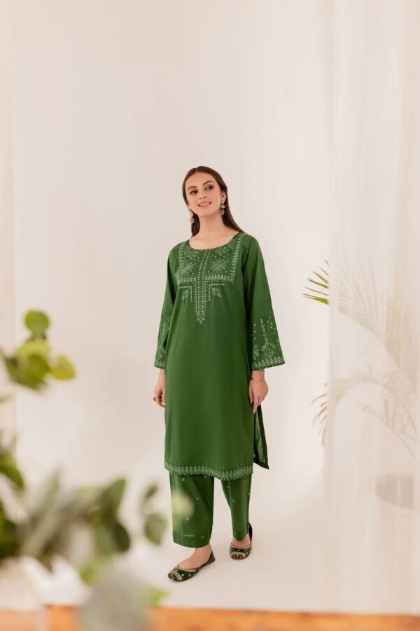 2 Piece Marina Embroidered Dress - Green