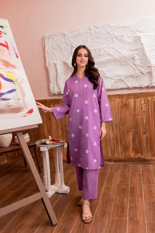 3 Piece Marina Embroidered Dress - Purple