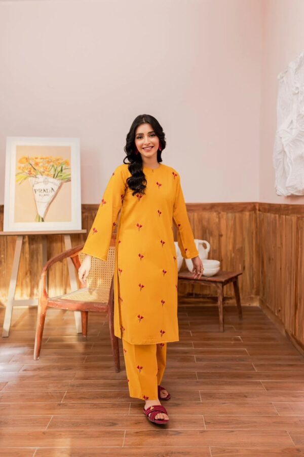 3 Piece Marina Embroidered Dress - Mustard