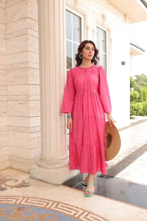 Plain Cotton Maxi Dress – Pinky