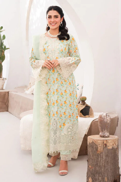 Lawn Embroidered Dress 3 Piece – Mint Green